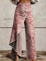 Freizeitjeans mit Vintage-Blumenmuster für Damen