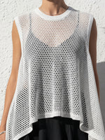 Openwork Knit Sleeveless Top + Asymmetric Linen Slip Dress Co-ord