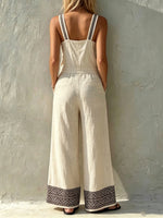 Women's Bohemian Style Cotton-linen Suspender Wide-leg Jumpsuit