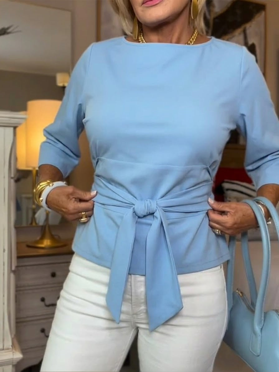 T-shirt casual in cotone con laccetti