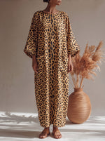 Women's Leopard Print Casual Cotton Dress