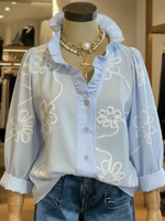 Camicia in cotone casual e romantica con colletto a volant