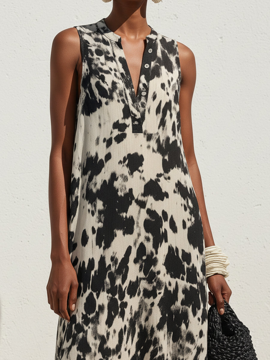 Tie-dye Tiered Linen-cotton Maxi Dress