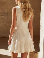 Women's Retro Lace-trimmed Tie-front Sleeveless Mini Dress