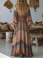 Women's Retro Ethnic Pattern Art Print Casual Cotton Linen Dress