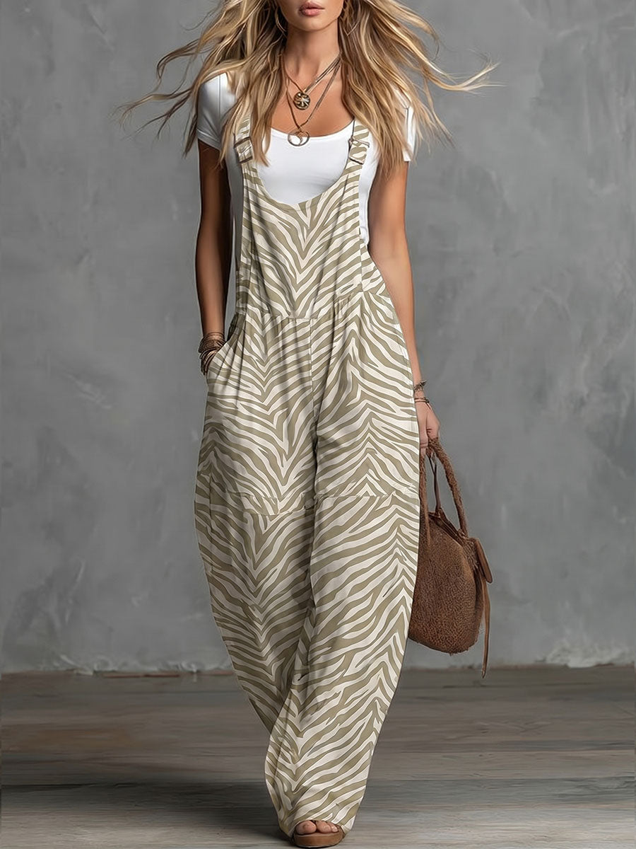 Women's Wild Zebra-print Strappy Jumpsuit