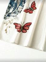 Women's High-waisted Loose-fit Wide-leg Trousers — Casual Cotton-linen Blend With Placement Print