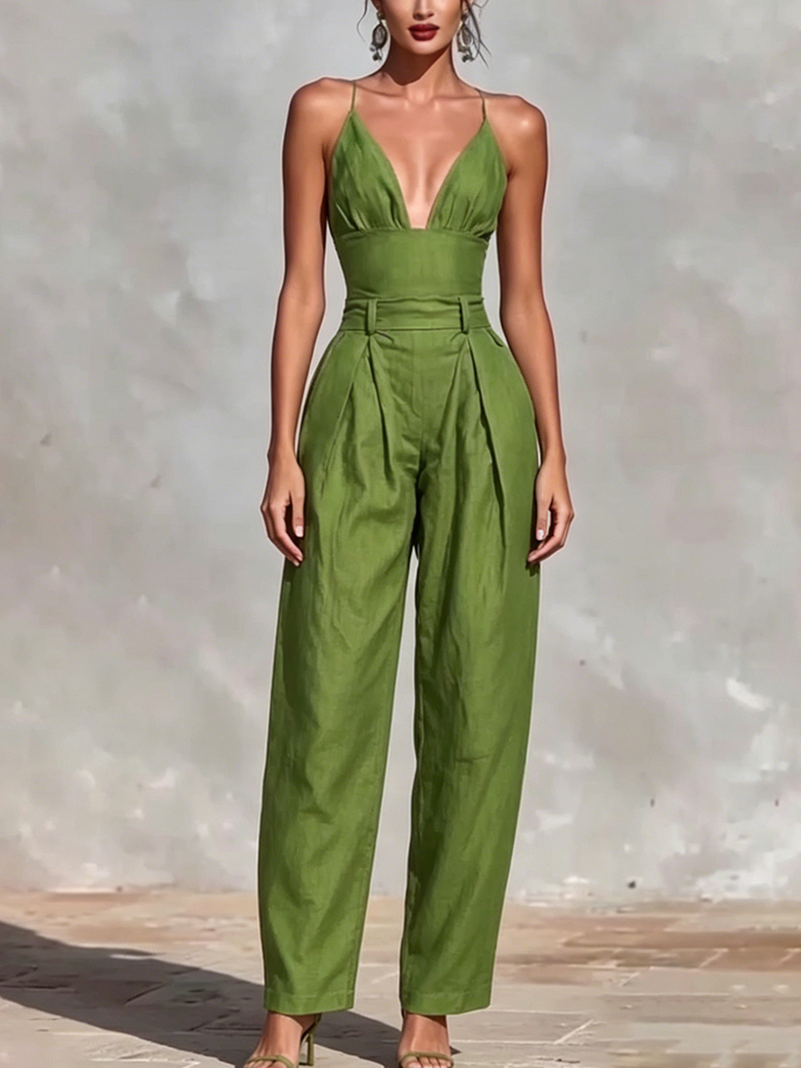 Artistic Cut Sexy Slim-fit Strappy Jumpsuit