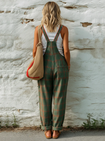 Casual Retro Plaid Cotton Overalls