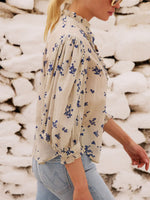 Women's Floral Ruffled Art Casual Stylish Cotton Linen Shirt