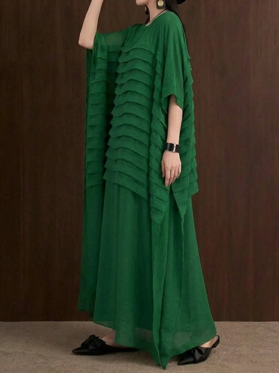 O-Neck Ankle Dress Batwing Sleeve