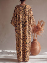 Women's Leopard Print Casual Cotton Dress