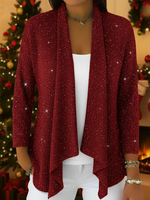 Cardigan in maglia scintillante con orlo irregolare, dallo stile retrò-elegante.