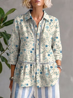 Women's Floral Print Lace Casual Shirt