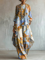 Elegant Artistic Floral Print Two-piece Set