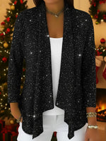 Cardigan in maglia scintillante con orlo irregolare, dallo stile retrò-elegante.