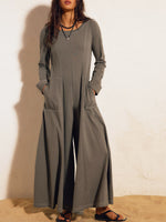 Women's Solid Color Art Casual Stylish Elegant Long Sleeve Jumpsuit