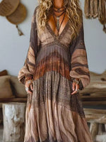 Women's Retro Ethnic Pattern Art Print Casual Cotton Linen Dress