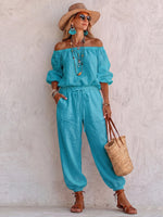Cozy Boho Off-shoulder Cotton-linen Jumpsuit