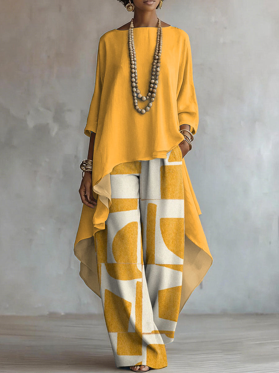 Elegant Geometry Print Two-piece Set