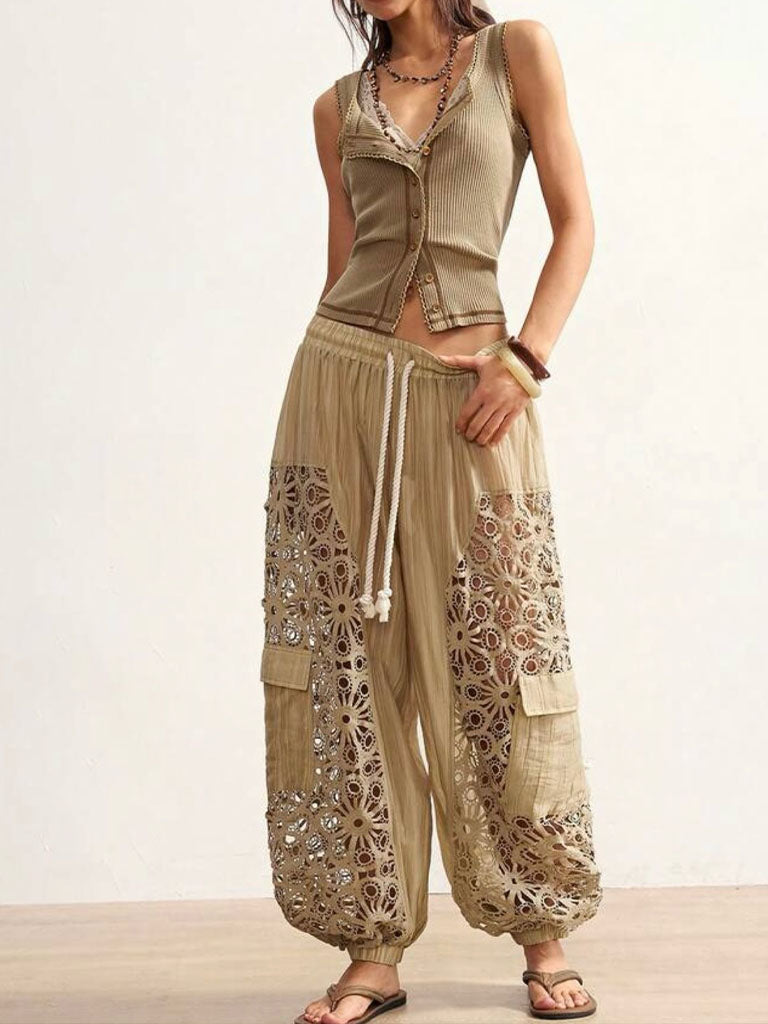 Casual Loose Linen And Cotton Lantern Harem Pants