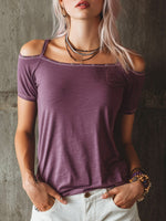 Women's Solid Color Art Casual Stylish Off-shoulder Cotton Shirt