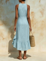 Women's Sleeveless Dress With Ruffled Hem