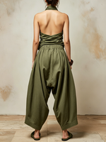 Cowl-neck Top And Harem Pants Casual Set