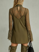Stylish & Sexy Two-piece Set: Lace Top And Cotton Strappy Mini Dress
