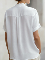 Minimalist & Cozy Stand-collar Button-up Cotton-linen Shirt