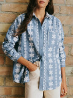 Women’s Vintage Blue Floral Cotton Shirt