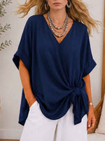 Women's Retro Asymmetric Twist-front Casual Top