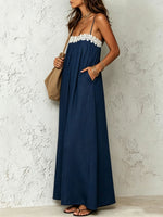 Women's Retro Lace-paneled Casual Strappy Dress