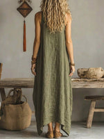 Women's Solid Color Art Casual Cotton Linen Dress