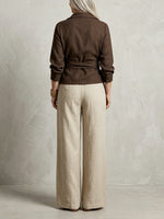 Women's Simple Design Cotton And Linen Set