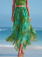 Women's Abstract Print Elastic-waist Casual Loose Chiffon Skirt