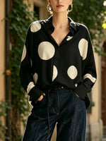 Women's Polka Dot Long-Sleeve Shirt – Relaxed-Fit Casual Blouse