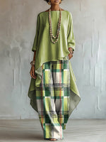 Elegant & Artistic Abstract Plaid-line Two-piece Set