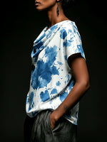 Casual & Cozy Cotton Top With Artistic Print And Cowl Neck