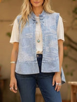 Stylish Casual Jacquard Denim Vest