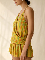 Women's Halter-neck Tie-strap V-neck Backless Vacation-style Dress