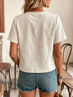 Women's Solid Color Art Casual Short Sleeve Cotton Linen Shirt