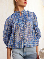Women's Floral Ruffled Art Casual Stylish Cotton Linen Shirt