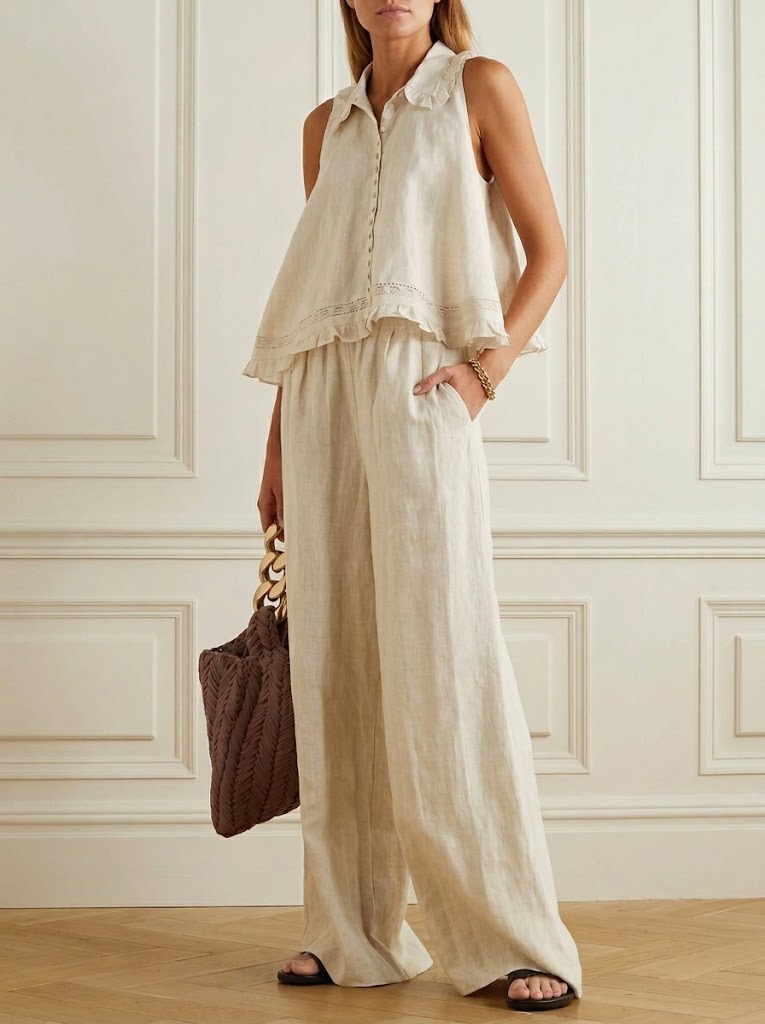Women's Casual Loose Cotton And Linen Set