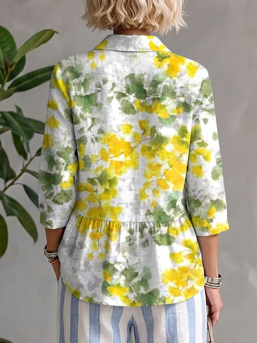 Women's Floral Print Lace Casual Shirt