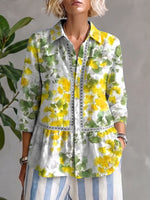 Women's Floral Print Lace Casual Shirt