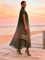 Sexy Leopard Print Olive Green Vacation Party Dress