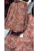 Comfortable Bohemian Paisley-print Chiffon Shirt And Skirt Two-piece Set