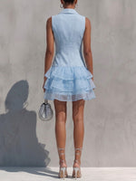 Stylish Casual Zippered Dress With Organza, Linen, And Cotton Paneling