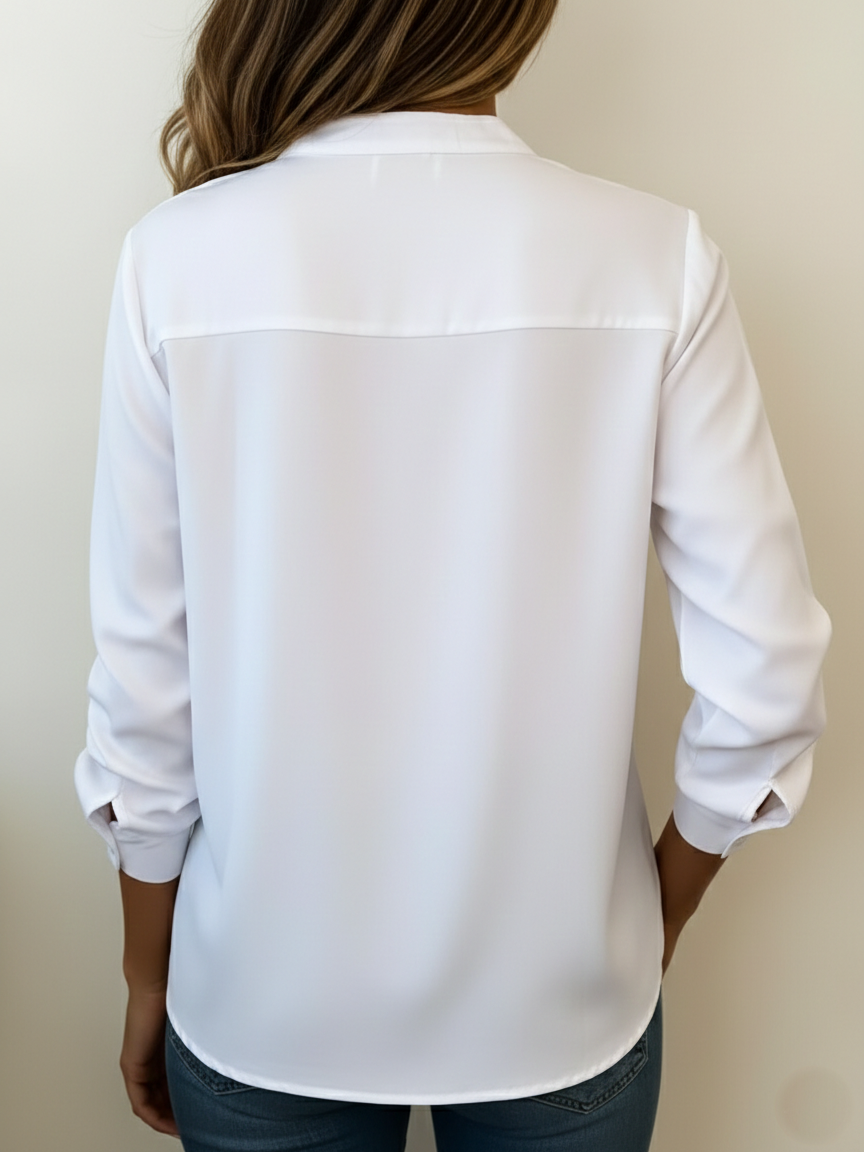 Maglietta minimalista in cotone con scollo a V